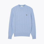 Lacoste Cable Knit Carded Wool Crew Neck Sweater