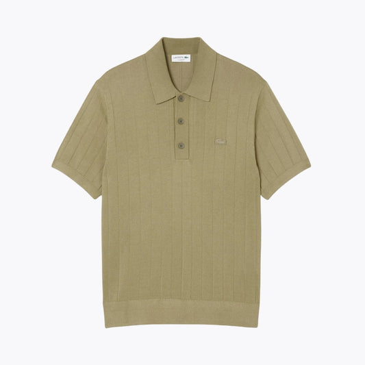 Lacoste Fluid Ribbed Knit Polo Collar Sweater