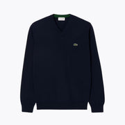Lacoste Monochrome Cotton V-Neck Sweater