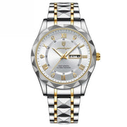 Poedagar Luminous Steel Watch 40 Mm – Waterproof | Transfer Steel