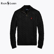 Ralph Lauren Chunky Cable-Knit Cotton Quarter-Zip Sweater