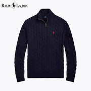 Ralph Lauren Chunky Cable-Knit Cotton Quarter-Zip Sweater