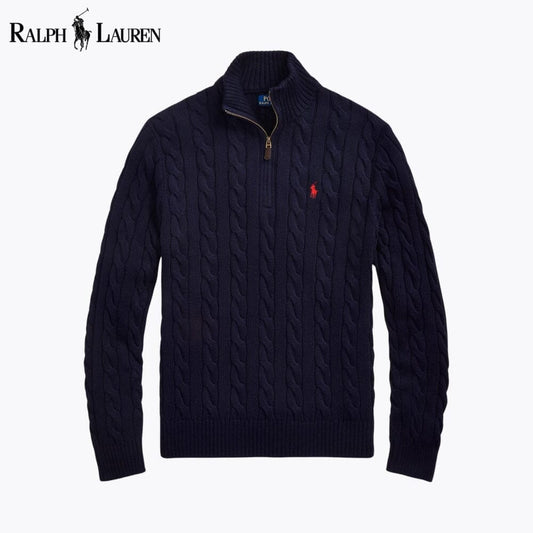 Ralph Lauren Chunky Cable-Knit Cotton Quarter-Zip Sweater