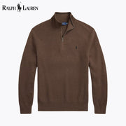 Ralph Lauren Mesh-Knit Cotton Quarter-Zip Sweater