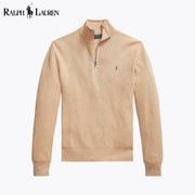 Ralph Lauren Mesh-Knit Cotton Quarter-Zip Sweater