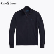 Ralph Lauren Mesh-Knit Cotton Quarter-Zip Sweater