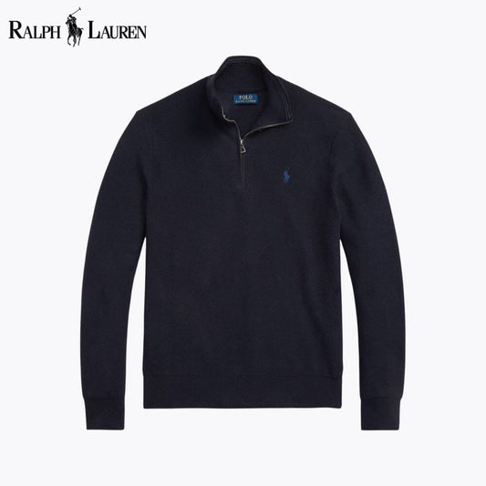 Ralph Lauren Mesh-Knit Cotton Quarter-Zip Sweater