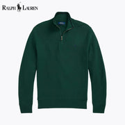 Ralph Lauren Mesh-Knit Cotton Quarter-Zip Sweater