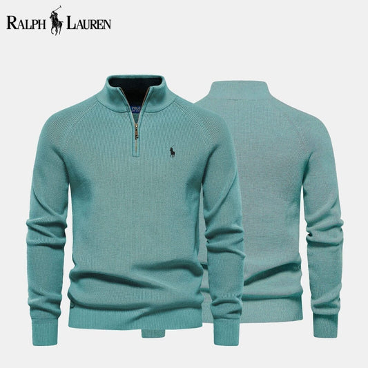 Ralph Lauren Zip Cable-Knit Wool Knit Sweater